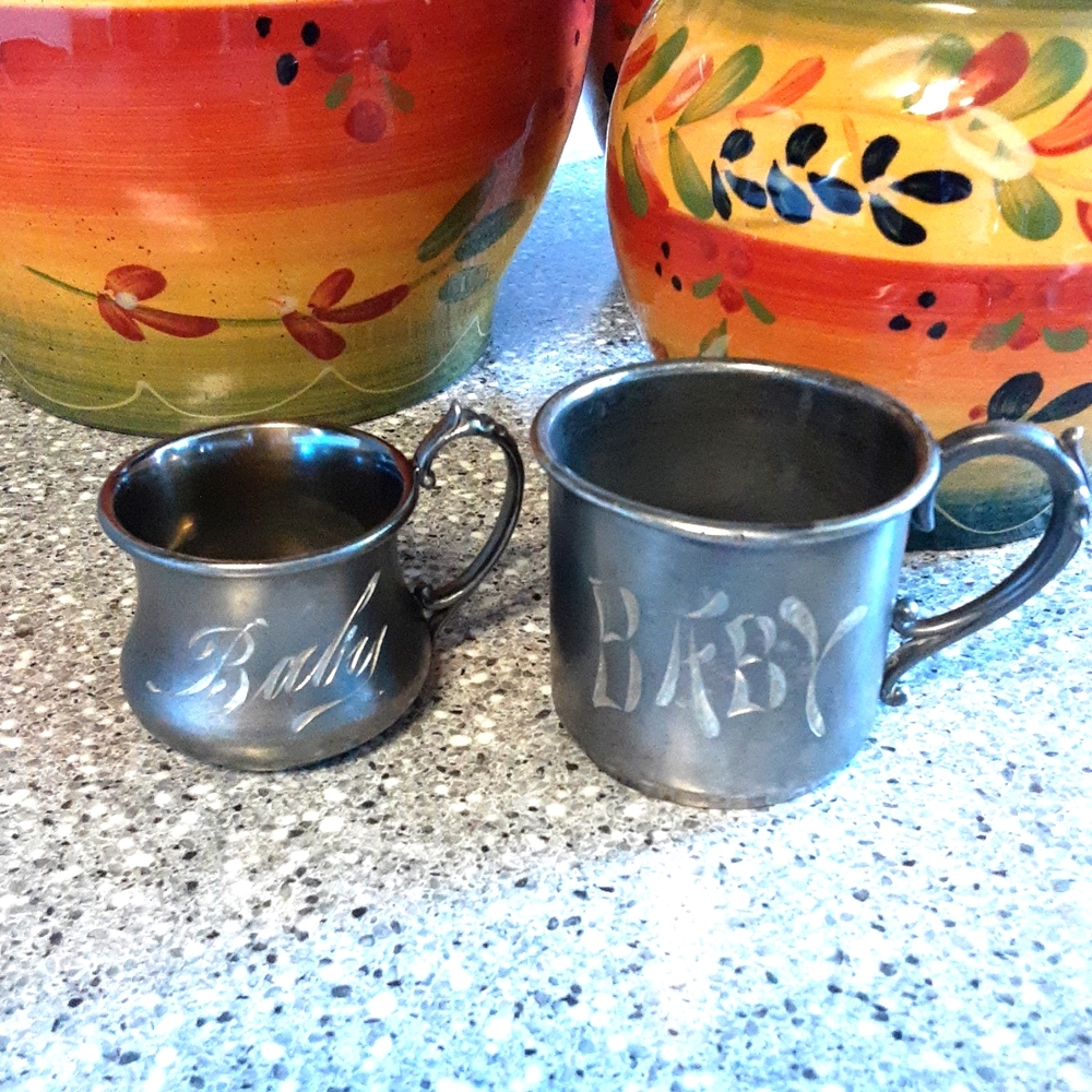 2 Vintage Silverplate Baby Cups Collectible Antique WR Canada